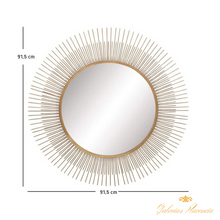 Cargar imagen en el visor de la galería, Espejo de pared redondo con marco dorado