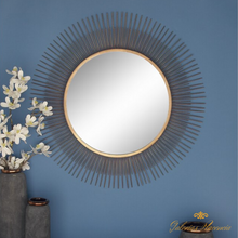Cargar imagen en el visor de la galería, Espejo de pared redondo con marco dorado