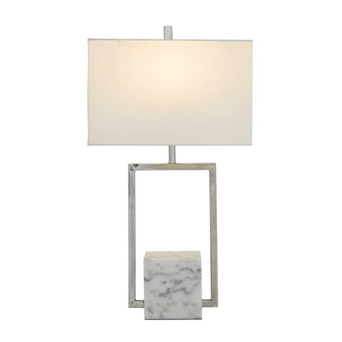 Lámpara de mesa con pantalla cuadrada de mármol plateado