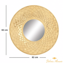 Cargar imagen en el visor de la galería, Espejo de pared redondo con diseño elaborado en  hierro, estilo  Glam Gold