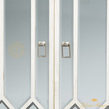 Cargar imagen en el visor de la galería, Gabinete geométrico rectangular moderno de madera blanca y vidrio