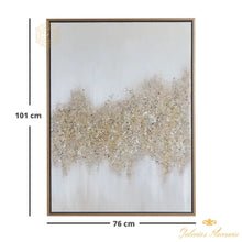 Cargar imagen en el visor de la galería, Cuadro de arte abstracto sobre lienzo rectangular dorado y gris