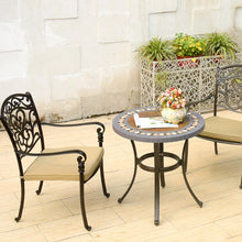 Cargar imagen en el visor de la galería, Juego de mesa Favignana, con mosaicos de terracota y sillas para exteriores.