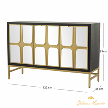 Cargar imagen en el visor de la galería, Gabinete bufetera negro estilo Glam madera y espejo