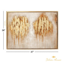 Cargar imagen en el visor de la galería, Cuadro de arte abstracto tradicional dorado metálico grande en marco de madera dorado. CosmoLiving by Cosmopolitan