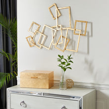 Cargar imagen en el visor de la galería, Decoración de pared abstracta rectangular de metal dorado