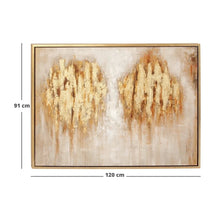 Cargar imagen en el visor de la galería, Cuadro de arte abstracto tradicional dorado metálico grande en marco de madera dorado. CosmoLiving by Cosmopolitan