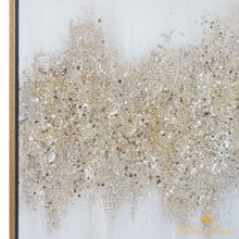 Cargar imagen en el visor de la galería, Cuadro de arte abstracto sobre lienzo rectangular dorado y gris