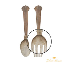 Cargar imagen en el visor de la galería, Decoración de pared con cuchara y tenedor de madera y metal (set 2 piezas)