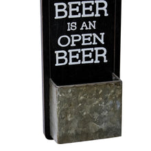 Cargar imagen en el visor de la galería, Decoración de pared de cocina rectangular de madera y metal con abridor de botellas.