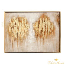 Cargar imagen en el visor de la galería, Cuadro de arte abstracto tradicional dorado metálico grande en marco de madera dorado. CosmoLiving by Cosmopolitan