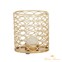 Cargar imagen en el visor de la galería, Portavelas de metal dorado candelabro