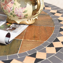Cargar imagen en el visor de la galería, Juego de mesa Favignana, con mosaicos de terracota y sillas para exteriores.