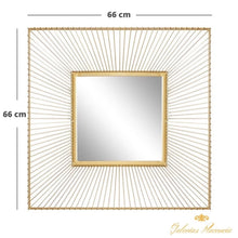 Cargar imagen en el visor de la galería, Espejo de pared dimensional cuadrado de metal dorado.