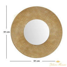 Cargar imagen en el visor de la galería, Espejo de pared contemporáneo elaborado en metal dorado