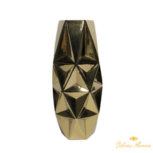 Cargar imagen en el visor de la galería, Florero decorativo geométrico de cerámica dorada