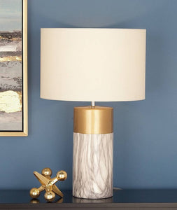 Lámpara de mesa Glam de piedra blanca