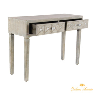 Consola de madera y mesas auxiliares, set de 3 piezas