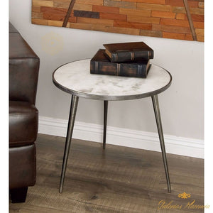 Mesa decorativa contemporánea de mármol gris - Olivia & May