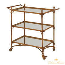 Cargar imagen en el visor de la galería, Carrito bar diseñado en metal mueble de acento dorado