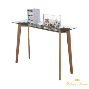 Consola en madera de haya y vidrio templado
