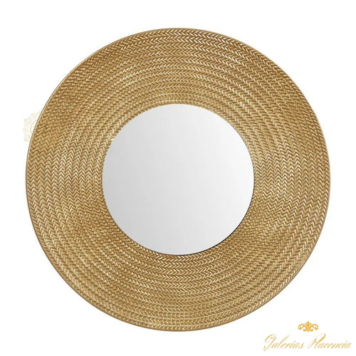 Espejo de pared contemporáneo elaborado en metal dorado