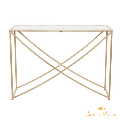 Mesa consola contemporánea metal y mármol dorada
