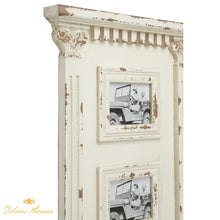Cargar imagen en el visor de la galería, Decoración de pared de collage de fotos de pared de madera blanca antigua con 3 marcos para fotos.