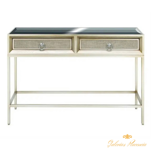 Mesa de consola Glam de madera y metal plateada