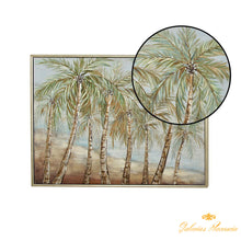 Cargar imagen en el visor de la galería, Palmeras en la playa, lienzo enmarcado (pintado a mano)