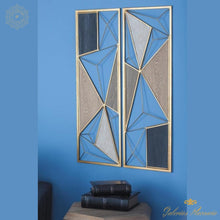 Cargar imagen en el visor de la galería, Juego de 2 placas de pared rectangulares grandes de metal y madera de estilo moderno en negro y marrón