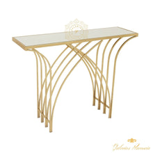Cargar imagen en el visor de la galería, Consola metal Art Deco dorada craquelada