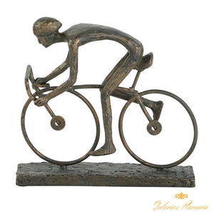Escultura ciclista estilo bronce.