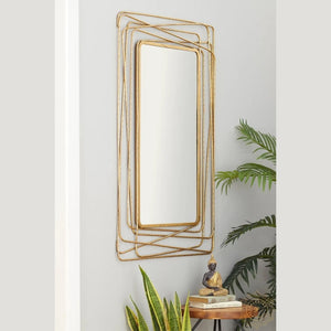 Espejo de pared contemporáneo de metal dorado vertical