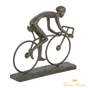 Escultura ciclista estilo bronce.