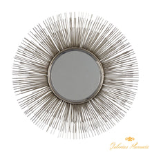 Cargar imagen en el visor de la galería, Espejo de pared destello de estrella de metal plateado redondo grande
