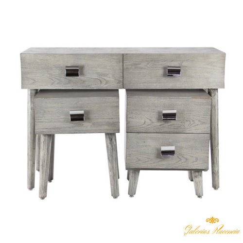Consola de madera y mesas auxiliares, set de 3 piezas