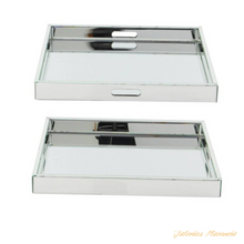 Cargar imagen en el visor de la galería, Bandeja estilo Glam, de madera cubierta de espejo