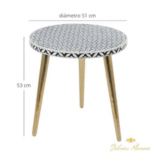 Cargar imagen en el visor de la galería, Mesa auxiliar moderna redonda dorada de hueso de camello mosaico