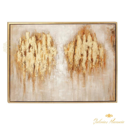Cuadro de arte abstracto tradicional dorado metálico grande en marco de madera dorado. CosmoLiving by Cosmopolitan