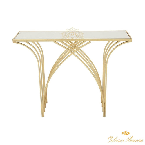 Consola metal Art Deco dorada craquelada