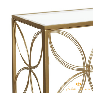 Mesa de consola recibidor moderna de metal y vidrio