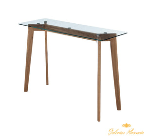 Consola en madera de haya y vidrio templado