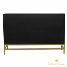 Cargar imagen en el visor de la galería, Gabinete bufetera negro estilo Glam madera y espejo