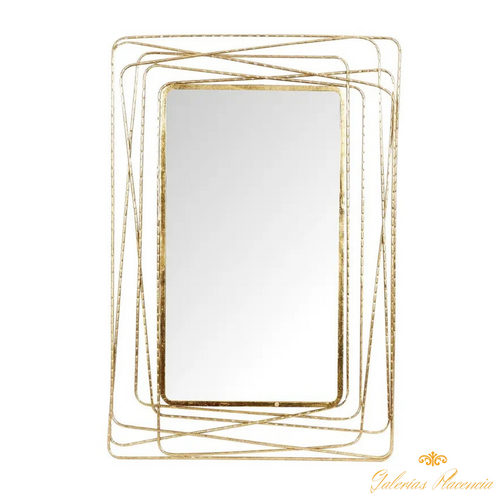 Espejo de pared contemporáneo de metal dorado vertical