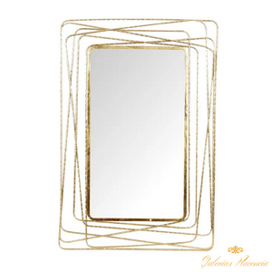 Espejo de pared contemporáneo de metal dorado vertical
