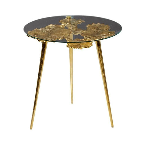 Mesa auxiliar dorada redonda con top de vidrio  Venus Williams