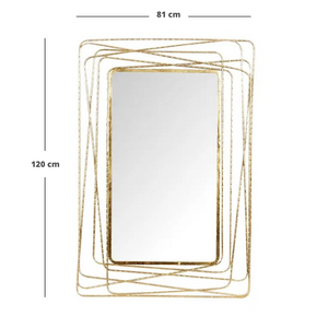 Espejo de pared contemporáneo de metal dorado vertical