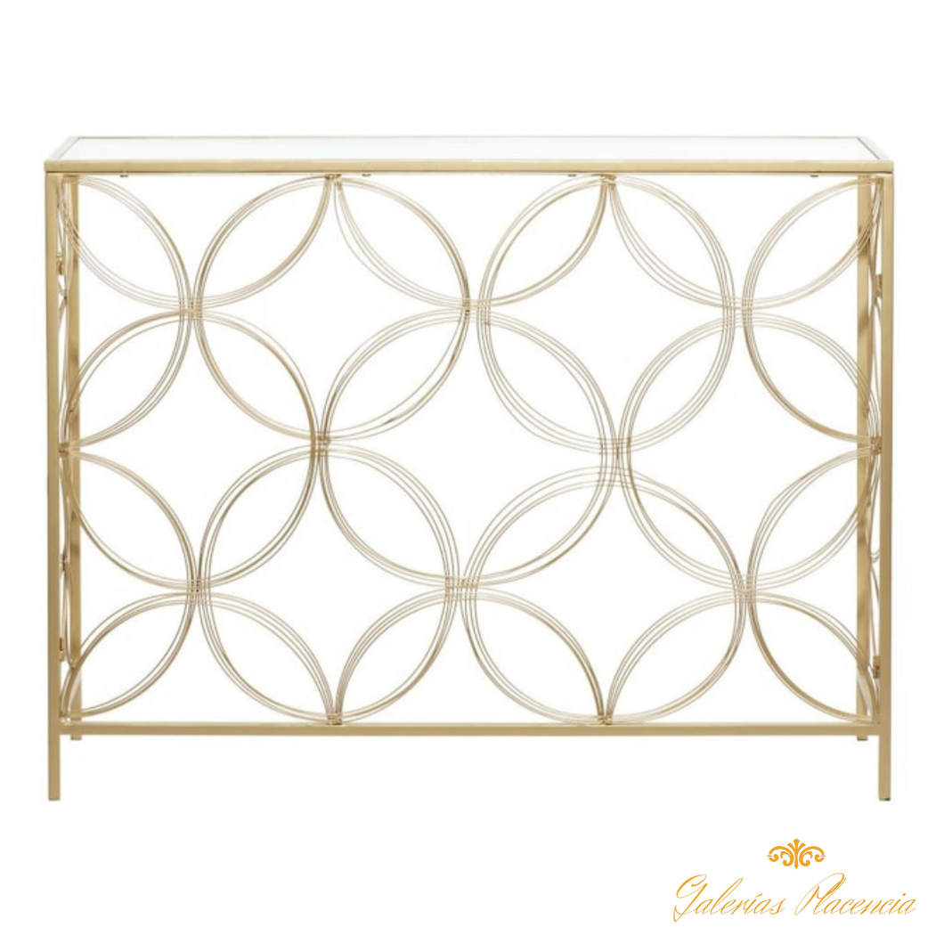 Mesa de consola recibidor moderna de metal y vidrio